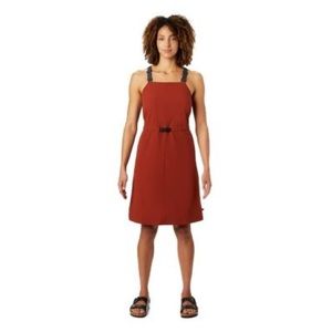 Mountain Hardwear Rust Red Adjustable-Strap Midi Dress